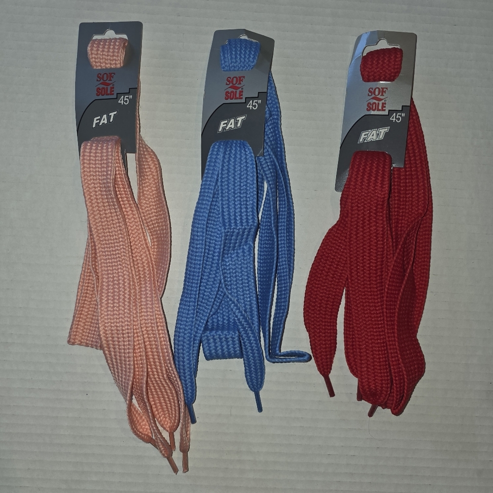 Sof Sole - Fat Laces - 45" - Red, Blue, and Pink Shoelaces